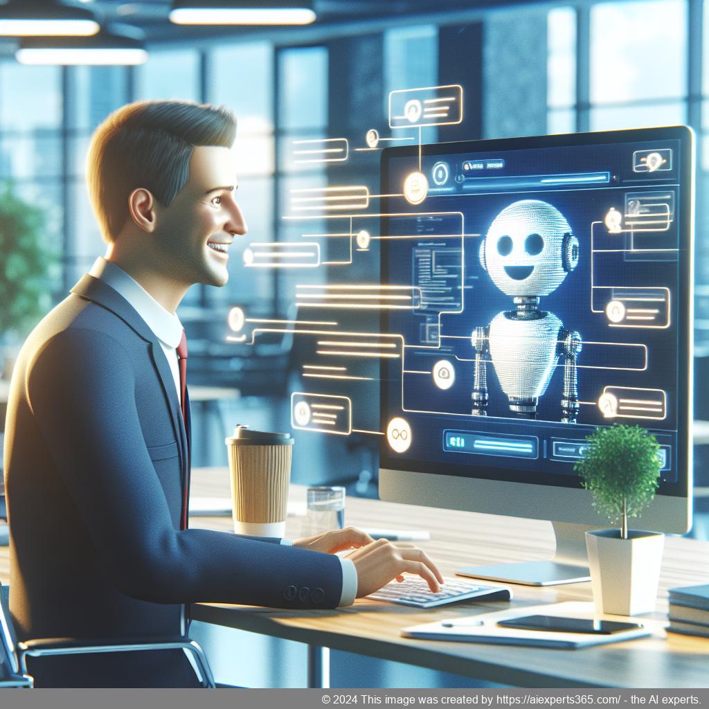 An illustration showcasing a modern digital interface featuring the WordPress ChatGPT Chatbot Plugin interacting with users in real-time.