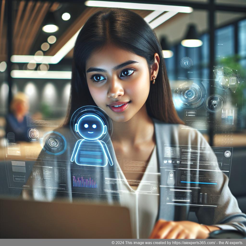 A professional setting showcasing a person interacting with a chatbot interface on a laptop screen representing enhanced communication using the WordPress ChatGPT chatbot plugin.