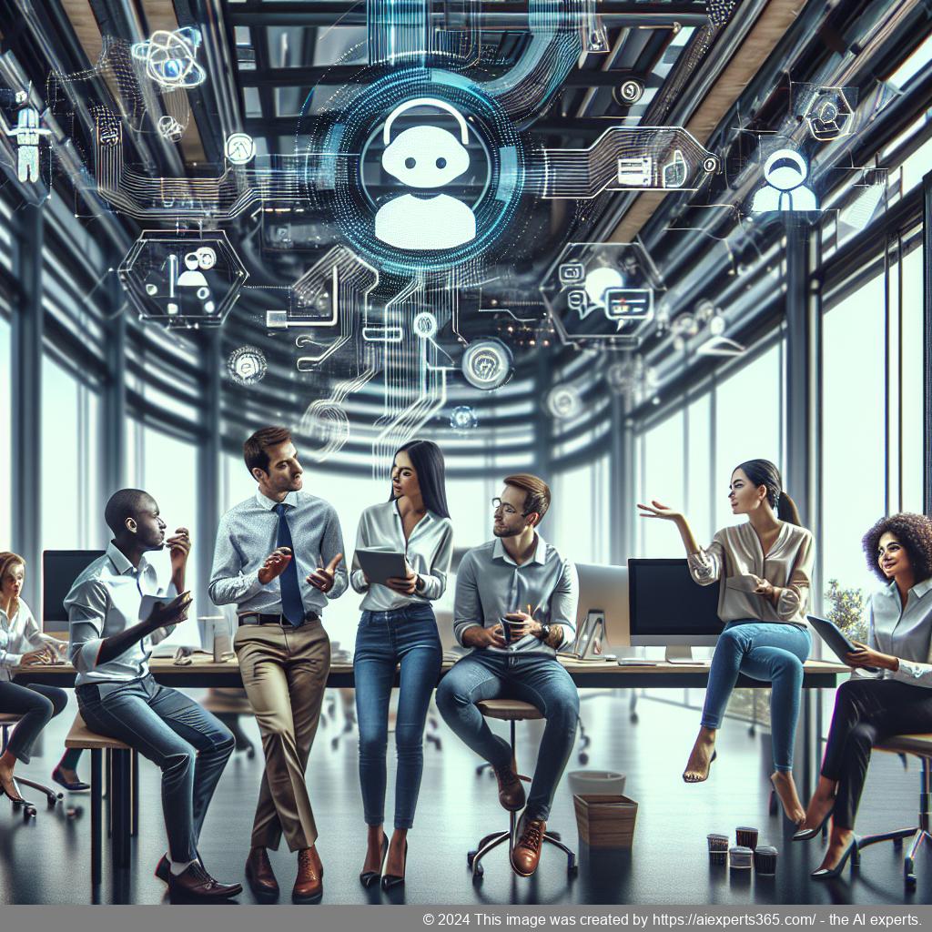 A professional setting showcasing a diverse group of individuals interacting with technology, highlighting the importance of using chatbots like those found on WordPress websites for enhanced customer service.