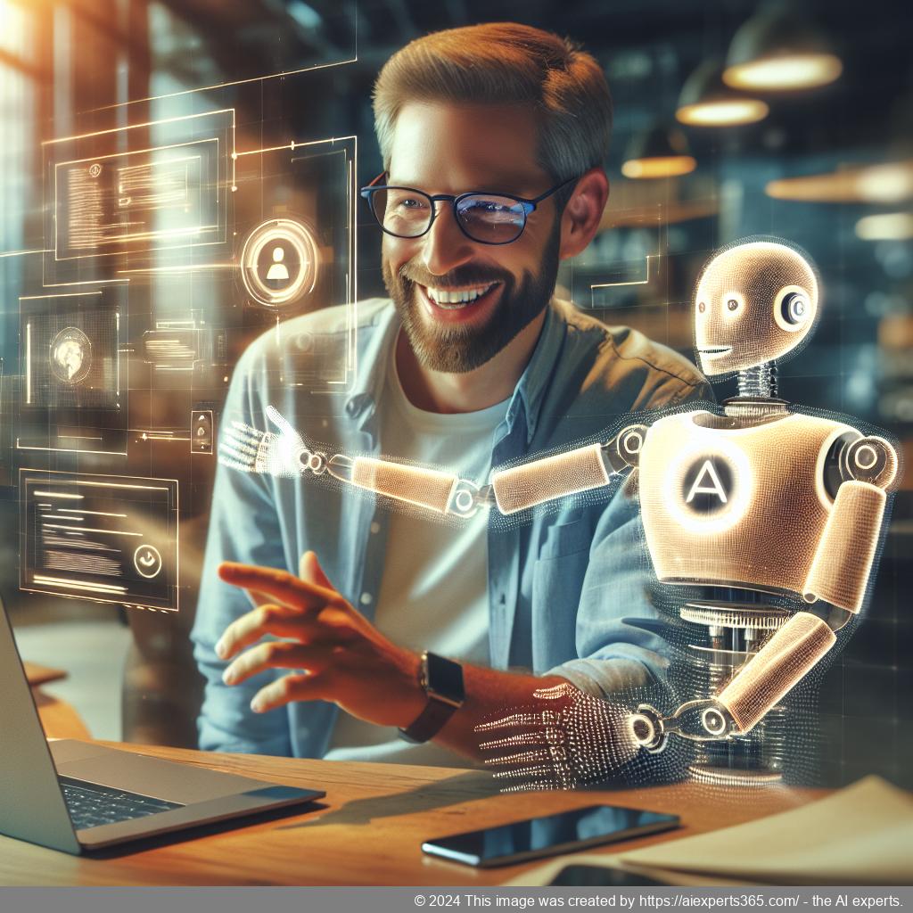 A visually engaging representation of a responsive WordPress chatbot interacting with users on various devices.