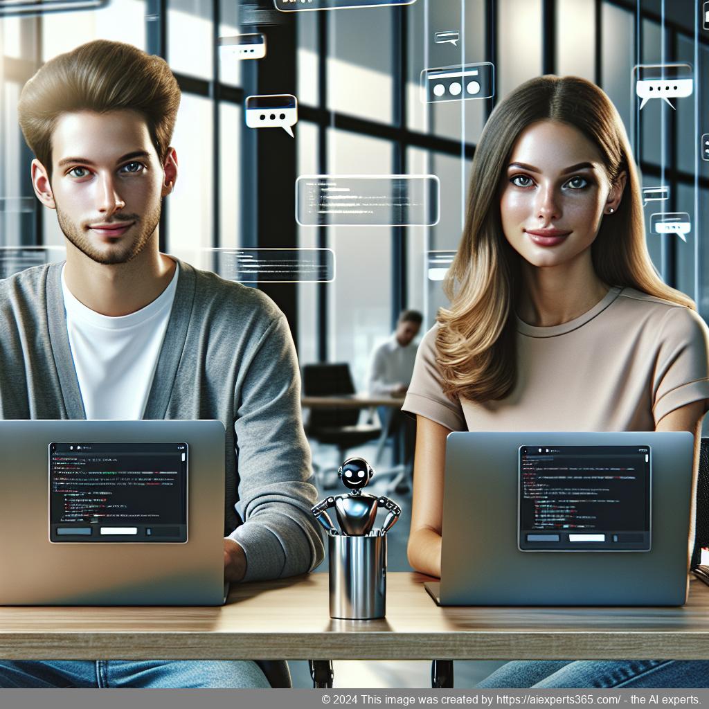 A professional-looking German-speaking individual interacting with a responsive WordPress chatbot on their laptop screen.