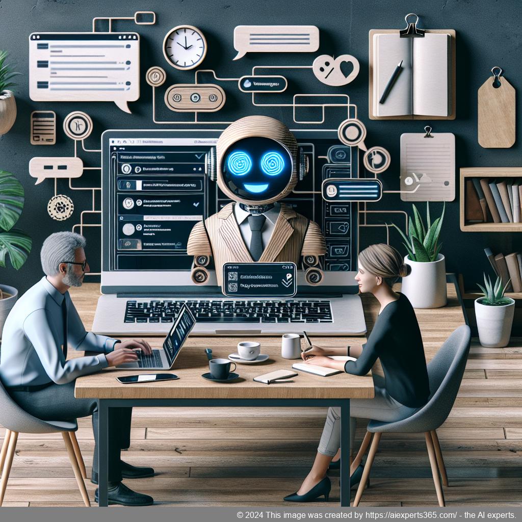 A visual representation showcasing Ailisha's AI Chatbot Plugin interface on a laptop screen, highlighting its features such as live chat options and CRM integration.