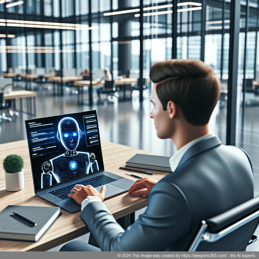 Illustration of a user interacting with a chatbot on a WordPress website showcasing advanced AI technology.