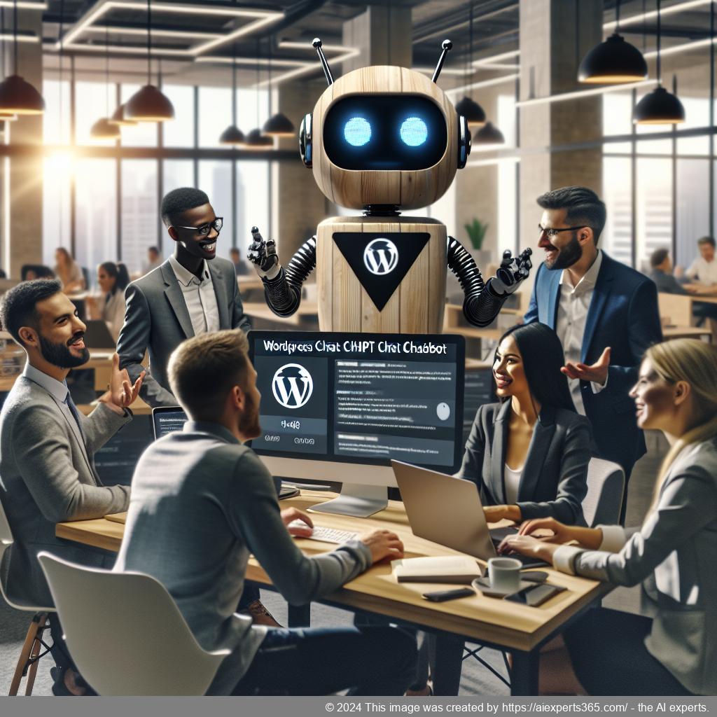 A professional setting showcasing a team using a WordPress ChatGPT chatbot for enhanced customer support efficiency.