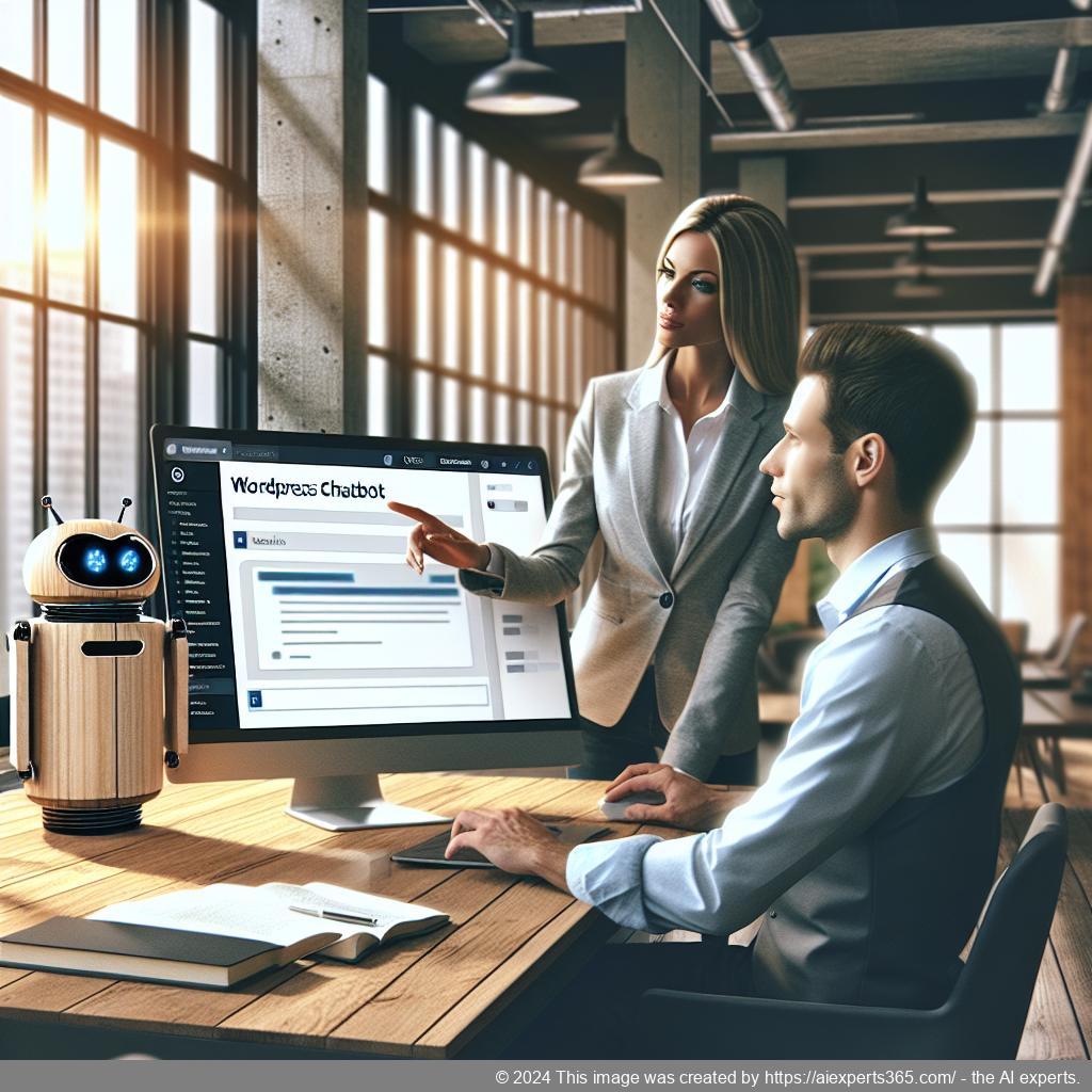 A professional-looking interface showcasing a WordPress chatbot plugin in action on a website, illustrating enhanced customer interaction.