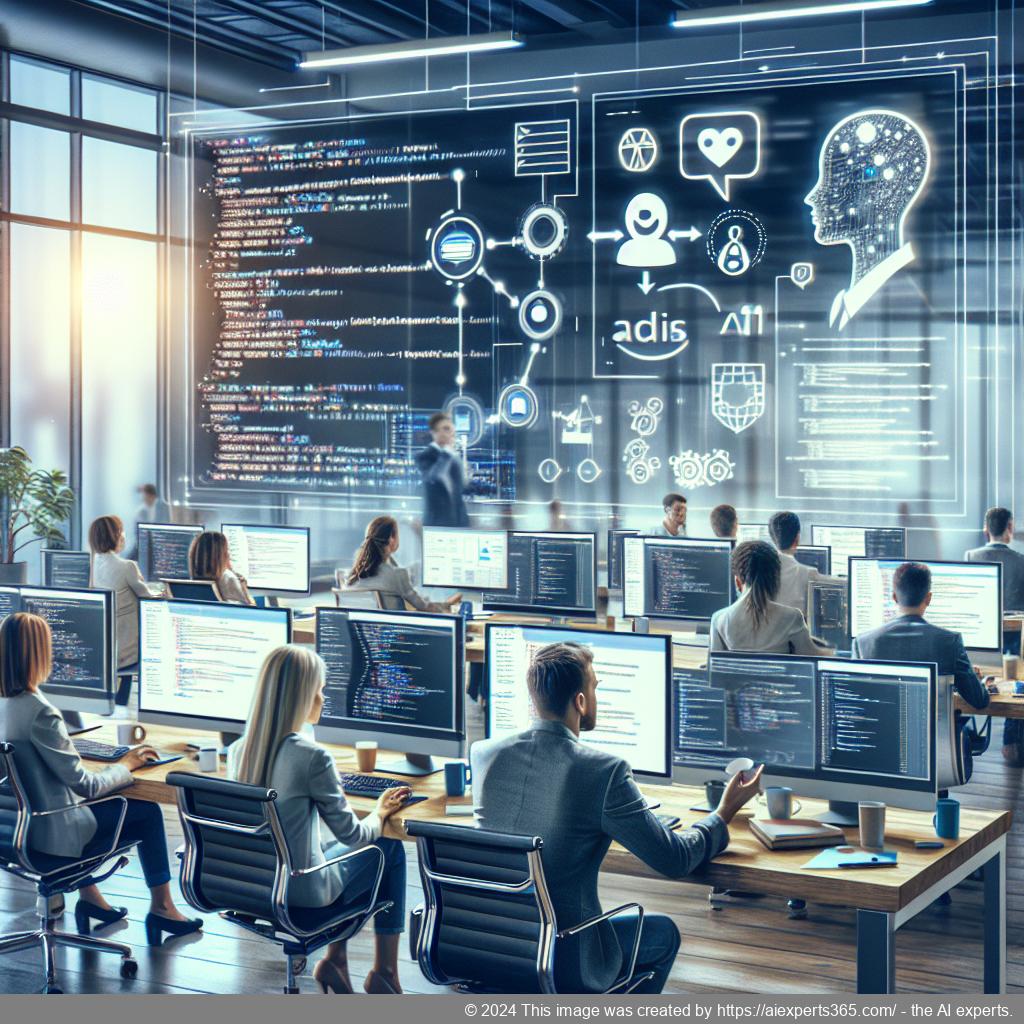 A professional setting showcasing a diverse team utilizing a WordPress chatbot plugin for enhanced customer support.