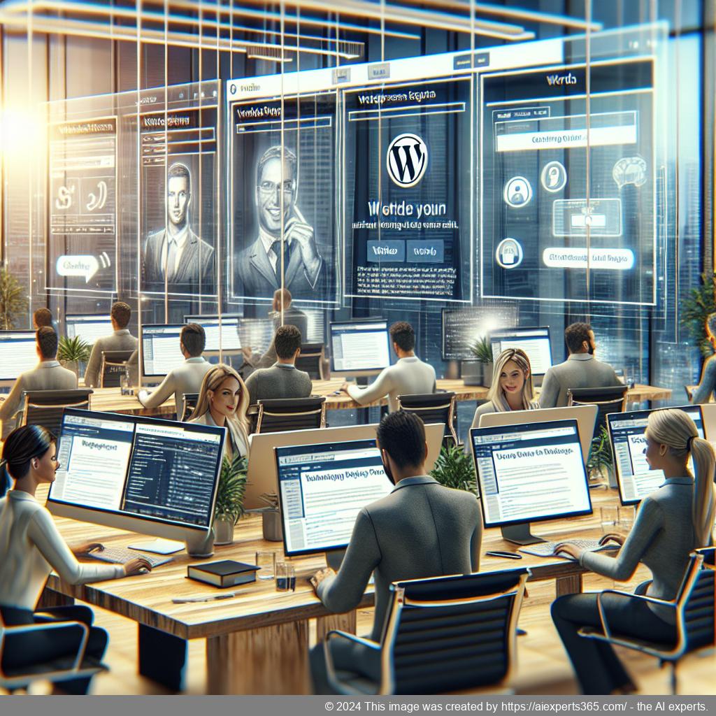 A professional setting showcasing a WordPress website interface featuring an integrated ChatGPT chatbot designed for enhancing customer engagement.