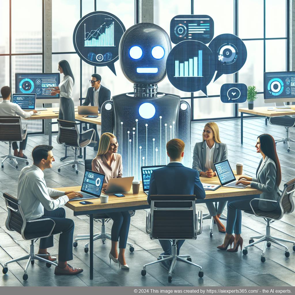 A professional setting showcasing a diverse team discussing strategies around implementing chatbots on their website for improved customer interaction.