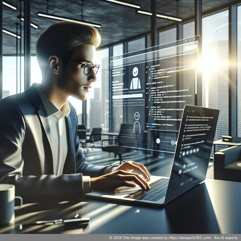 An illustration depicting a user interacting with an AI-driven chatbot on a WordPress website designed for enhanced customer engagement.