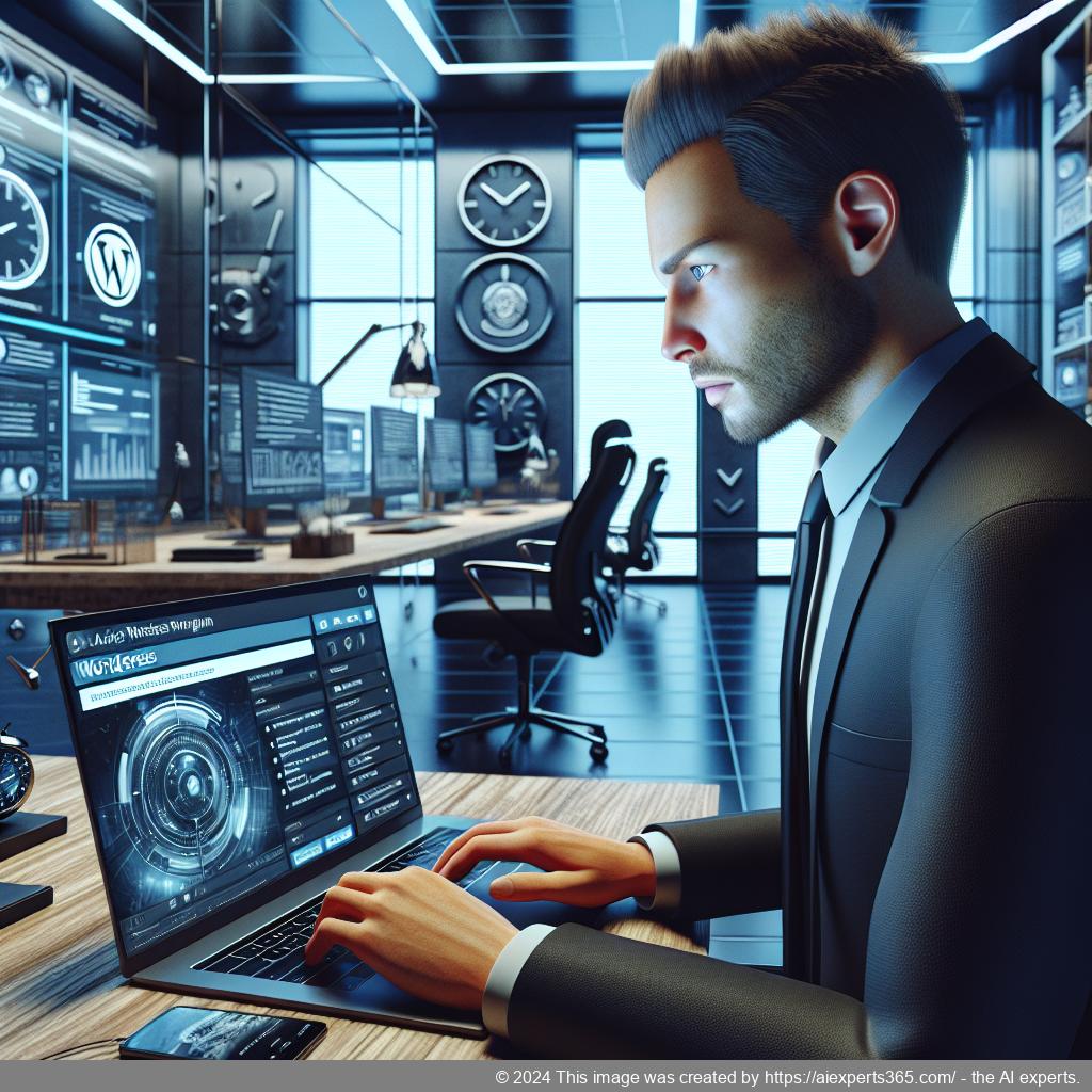 A professional showcasing Ailisha's advanced WordPress chat plugin interface on a laptop while interacting with customers through live chat.