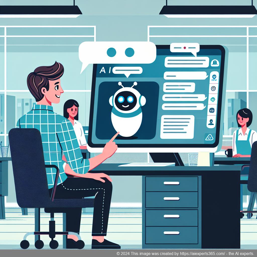 Illustration of a user interacting with the WordPress ChatGPT chatbot plugin on a website interface showcasing AI-driven customer support.