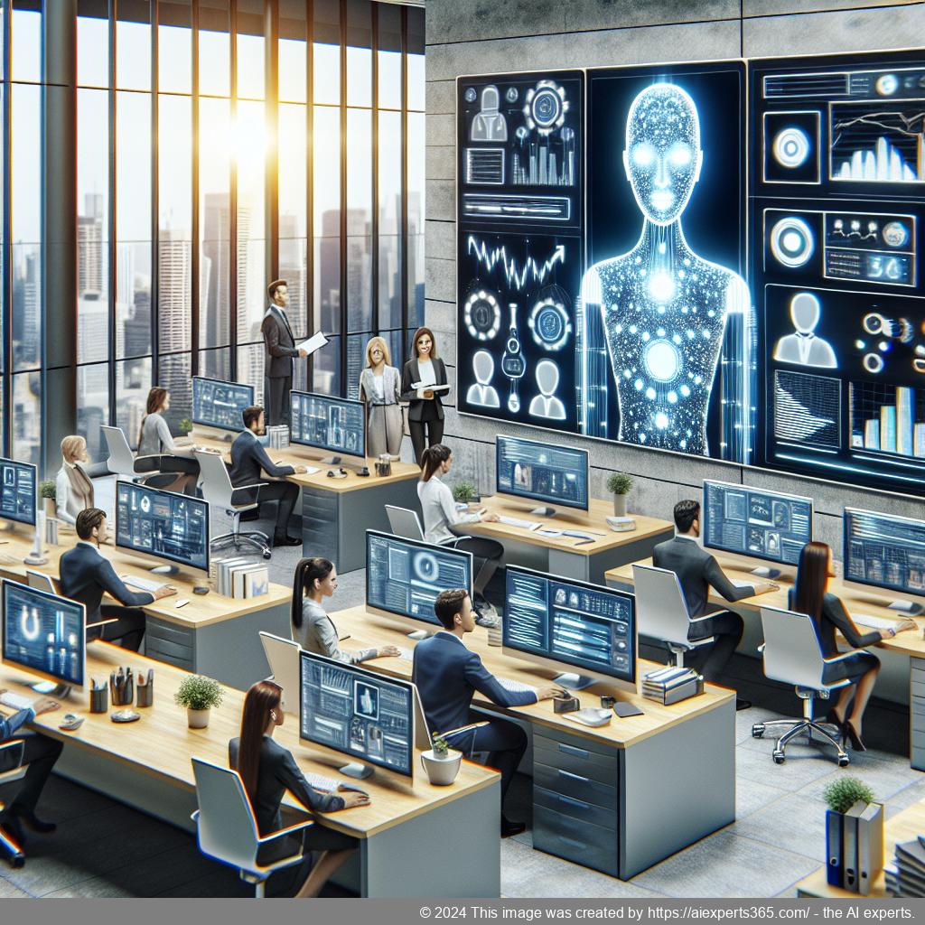 A visual representation of a multi-department chatbot enhancing business communication across different teams.