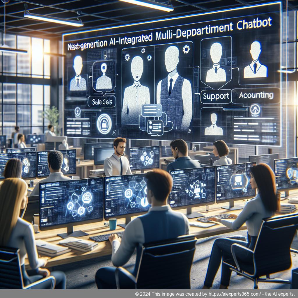 A visual representation of a multi-department chatbot enhancing business operations through seamless communication.