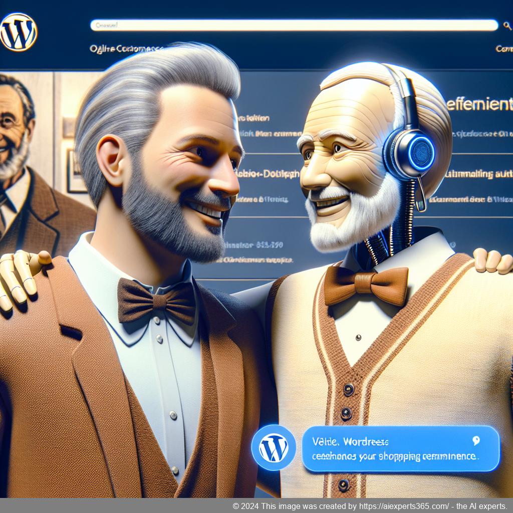 A visual representation of an engaging WordPress chatbot interface assisting customers on an e-commerce website.