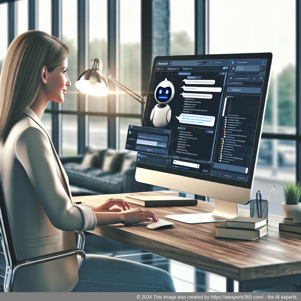 An illustration showing a friendly AI-driven WordPress chatbot assisting customers on an e-commerce website.