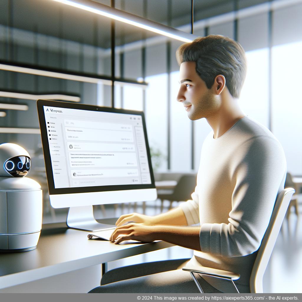 An illustration showcasing an AI-driven WordPress chatbot plugin assisting users on a website.