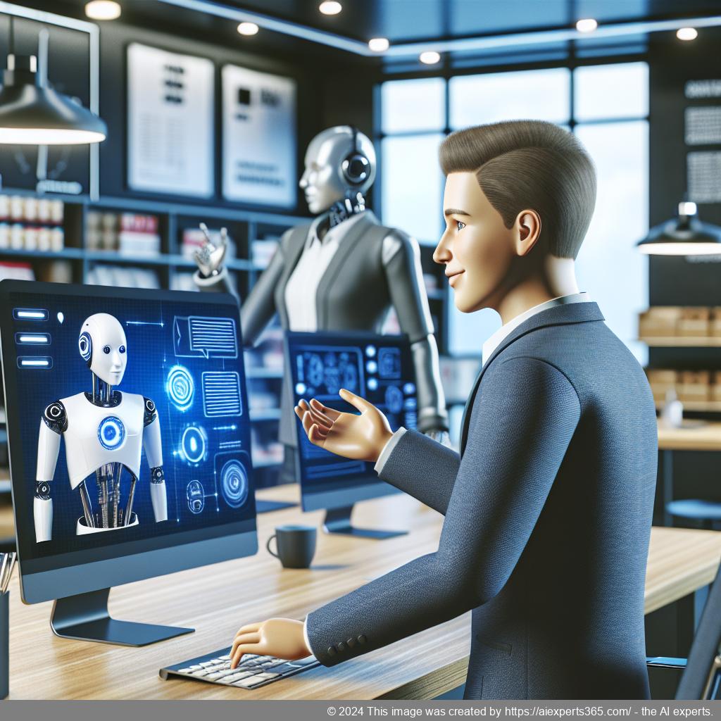 A visually engaging representation of an AI-driven chatbot assisting customers on a WordPress e-commerce site.