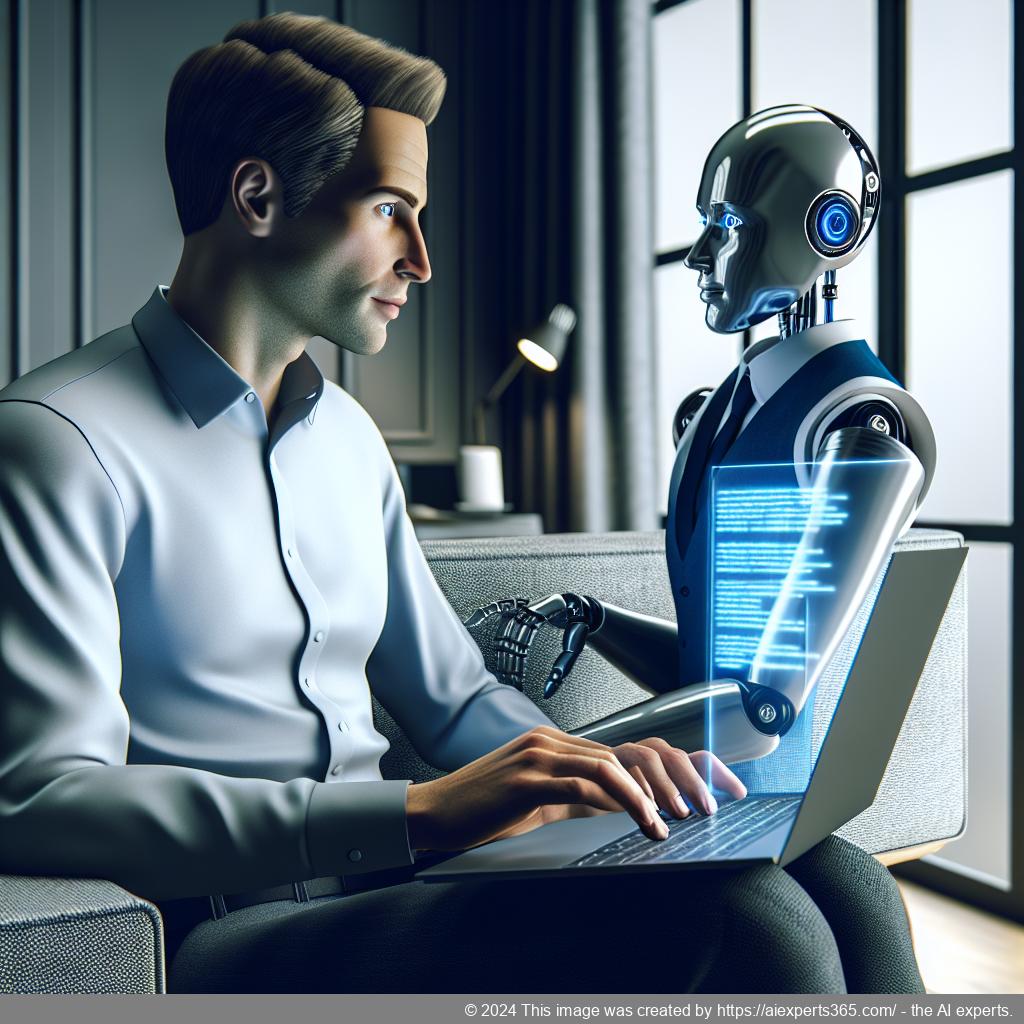 A visual representation of a person interacting with an AI chatbot on a computer screen showcasing the WordPress ChatGPT Chatbot Plugin.