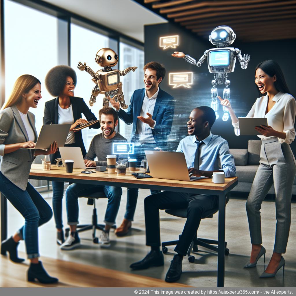 A professional setting showcasing a team discussing strategies around using chatbots for enhancing user engagement on a WordPress website.