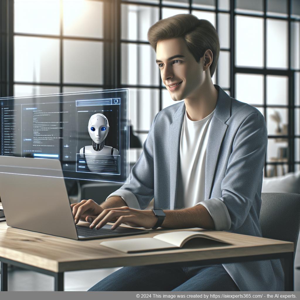A professional-looking image depicting a person interacting with an AI-driven chatbot on a laptop screen, showcasing enhanced customer engagement through technology.