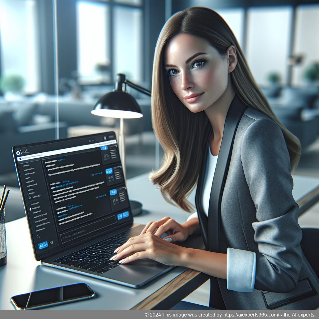 A visual representation of a person using a laptop featuring the WordPress ChatGPT chatbot interface, showcasing modern digital customer service solutions.