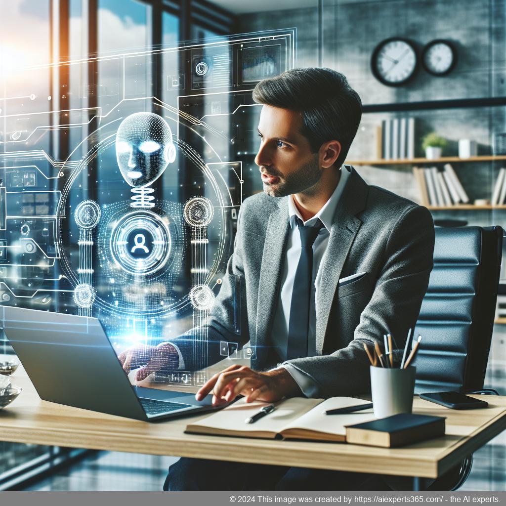 A professional setting showcasing a person interacting with a WordPress ChatGPT chatbot on their laptop, emphasizing enhanced user engagement through AI technology.