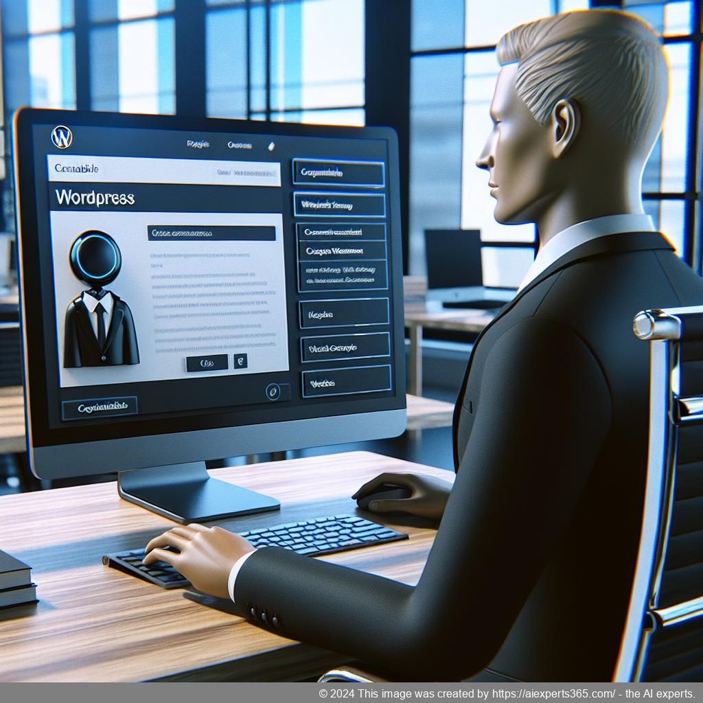 A professional-looking interface showcasing a customizable WordPress chatbot engaging with users on a website.